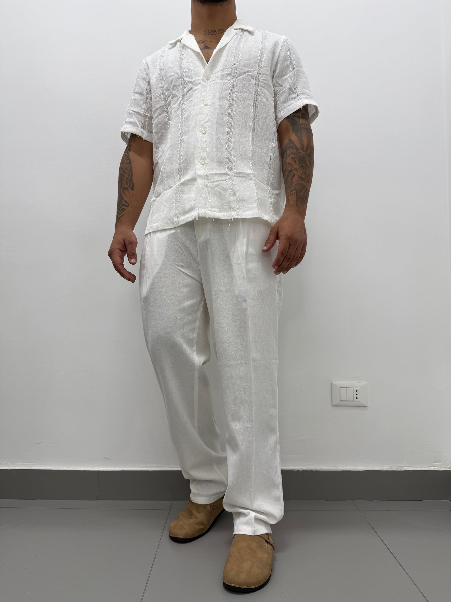 Pantalone "SMOKE" Fondo Ampio In Lino