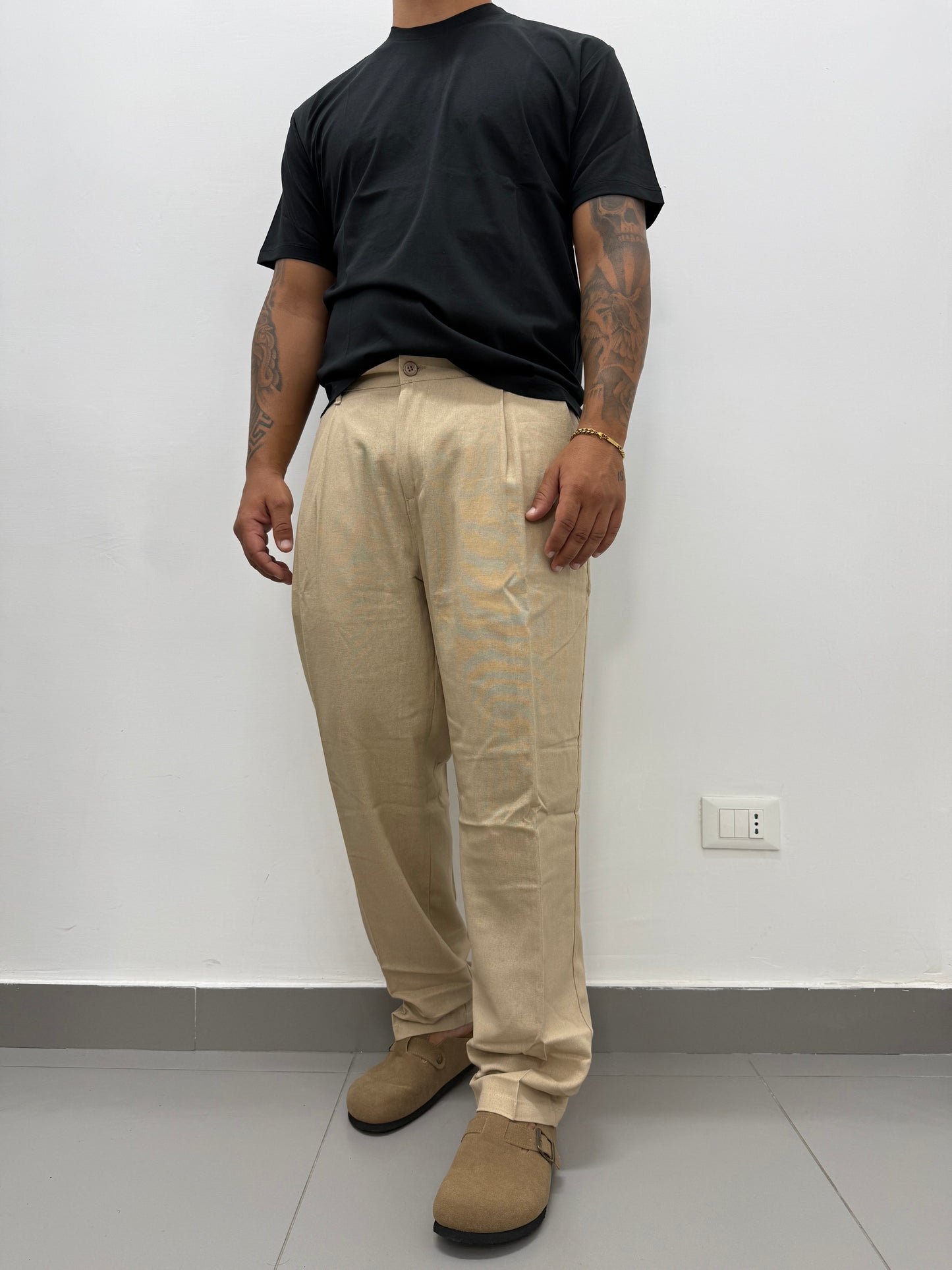 Pantalone "SMOKE" Fondo Ampio In Lino