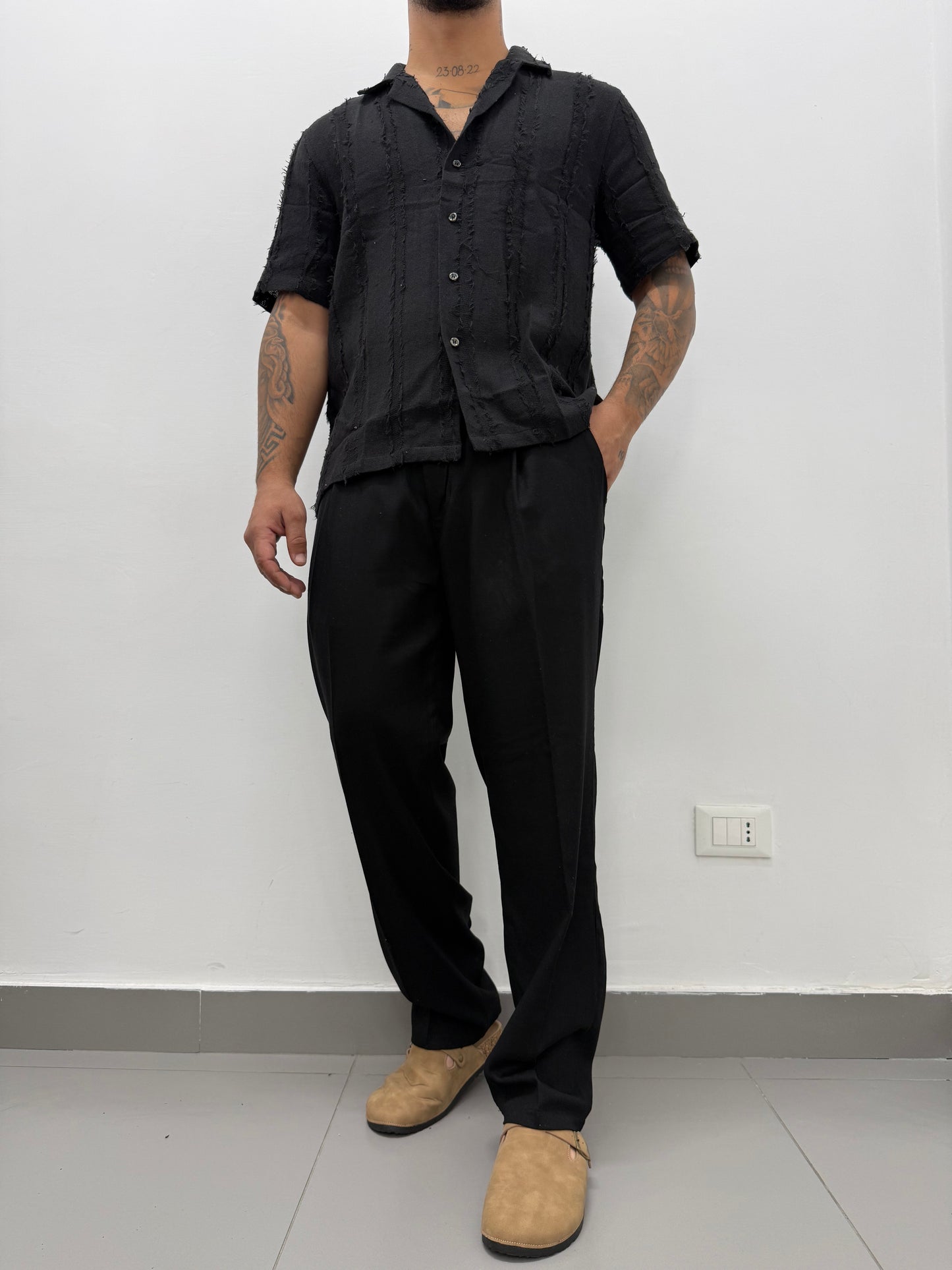 Pantalone "SMOKE" Fondo Ampio In Lino