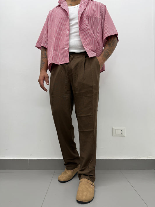 Pantalone "SMOKE" Fondo Ampio In Lino