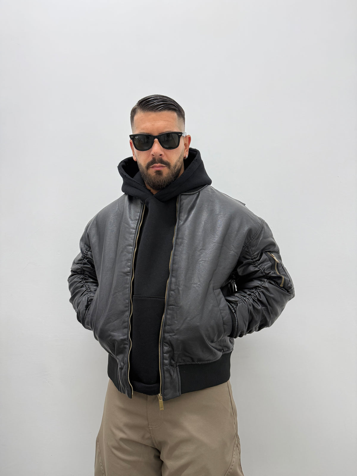 Bomber Ecoleather "DRAPPED" Crop