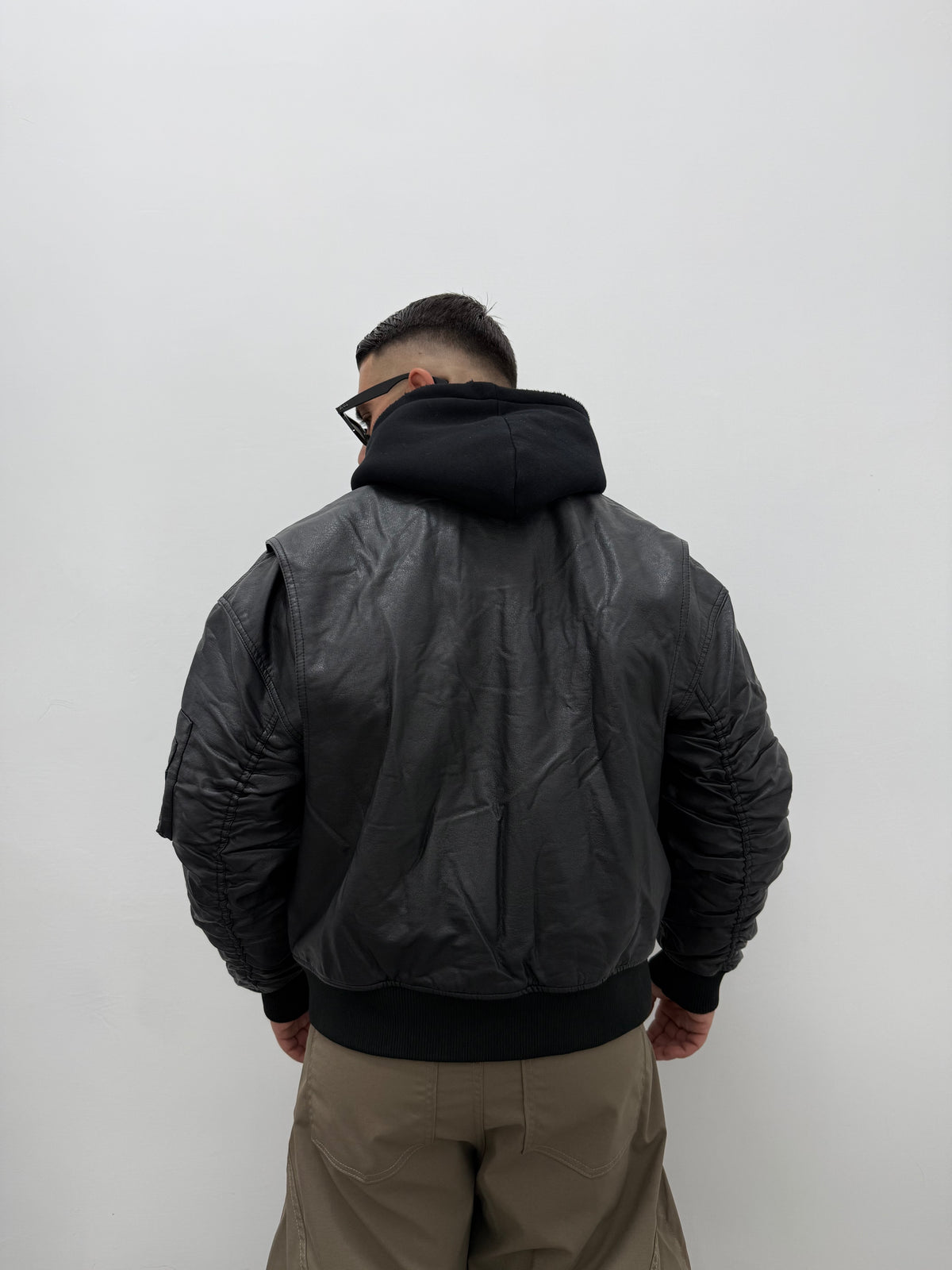 Bomber Ecoleather "DRAPPED" Crop