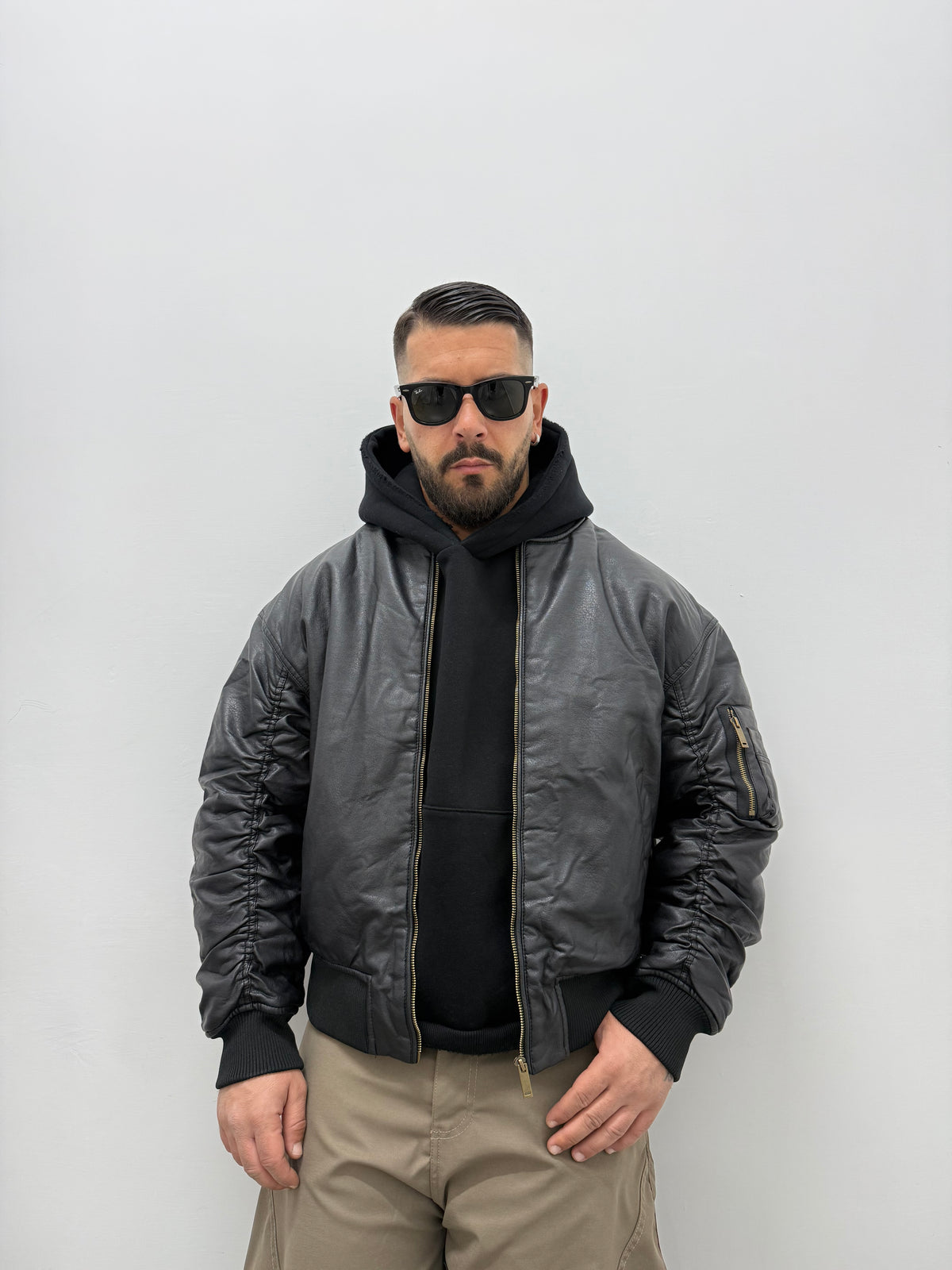 Bomber Ecoleather "DRAPPED" Crop